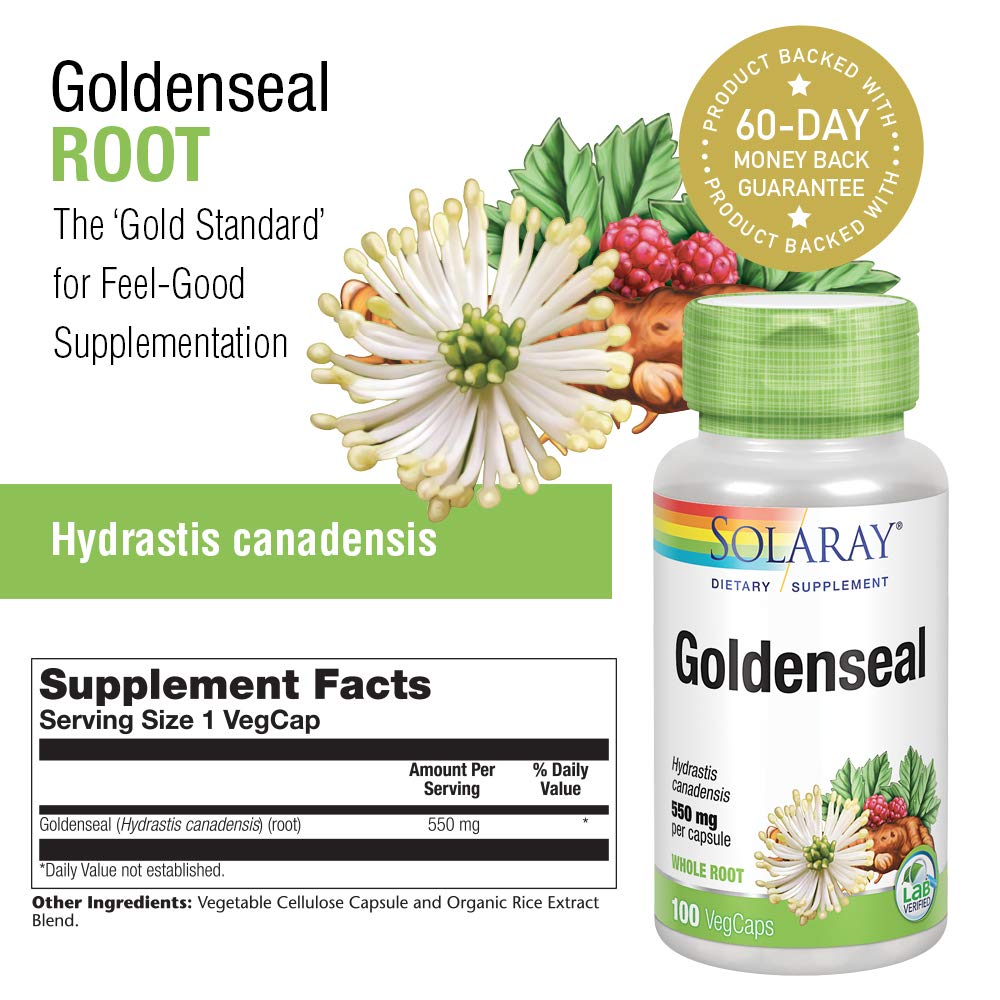 SOLARAY Hydraste du Canada - Soutien digestif, immunitaire et respiratoire - 100 gélules végétales