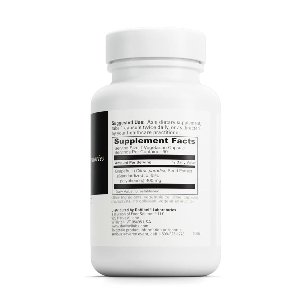 Extrait de pépins de pamplemousse Davinci Laboratories - 400 mg - 60 gélules végétariennes