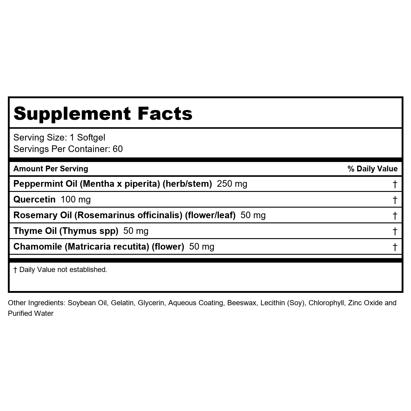 Solaray Peppermint Oil Enteric Coated w/Rosemary & Thyme Oil 60 Softgels