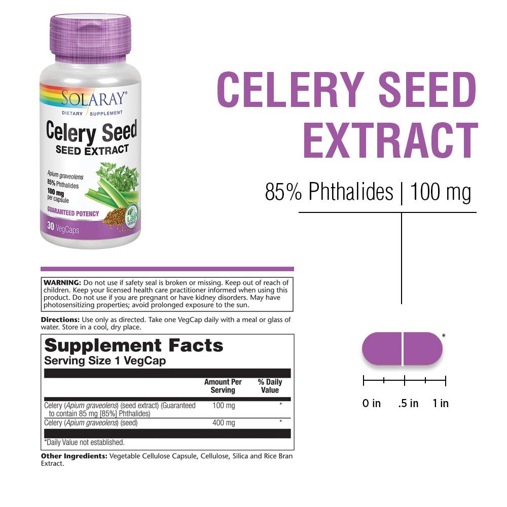 SOLARAY Extrait de graines de céleri 100 mg 30 Gélules végétales