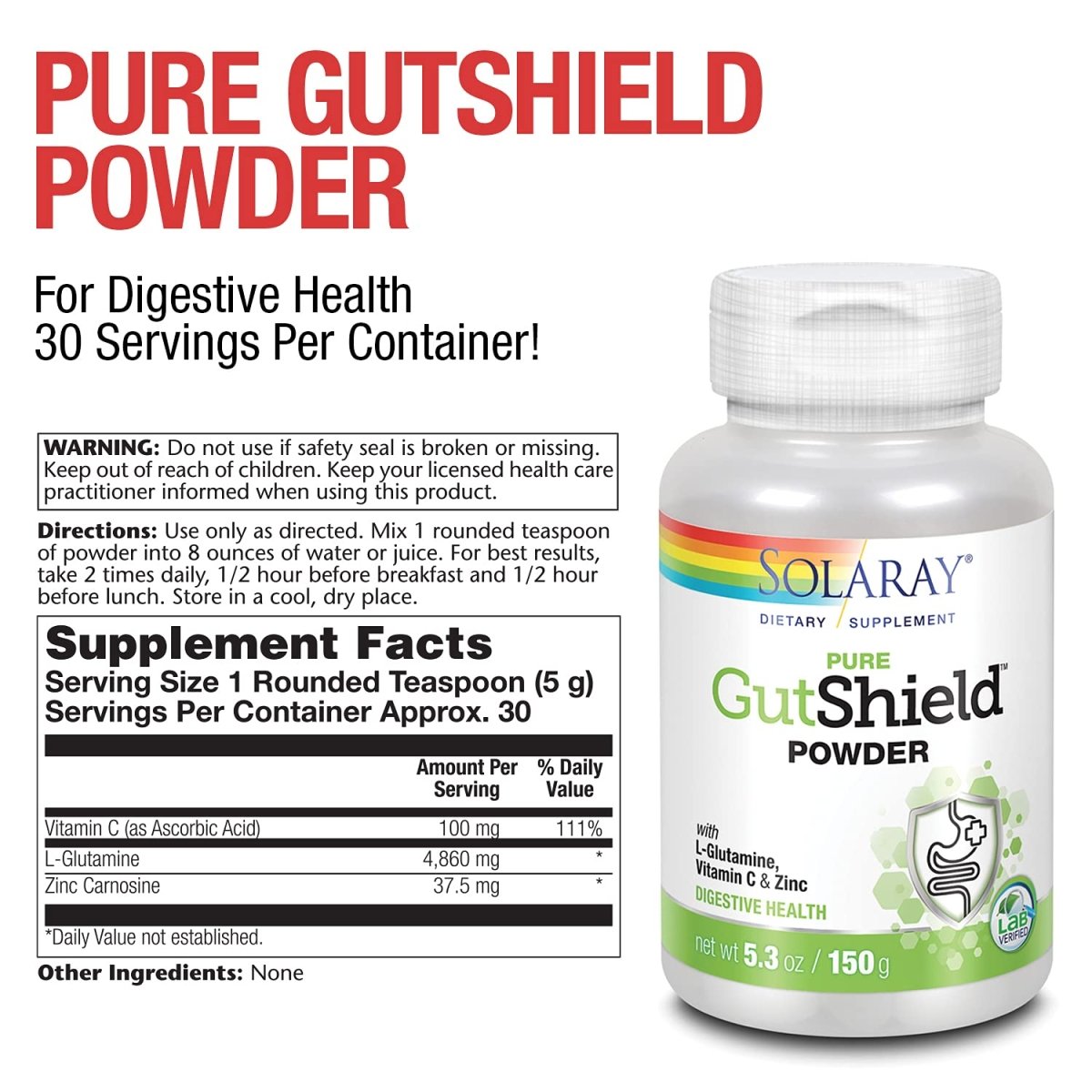 SOLARAY Gutshield Poudre 150 grammes