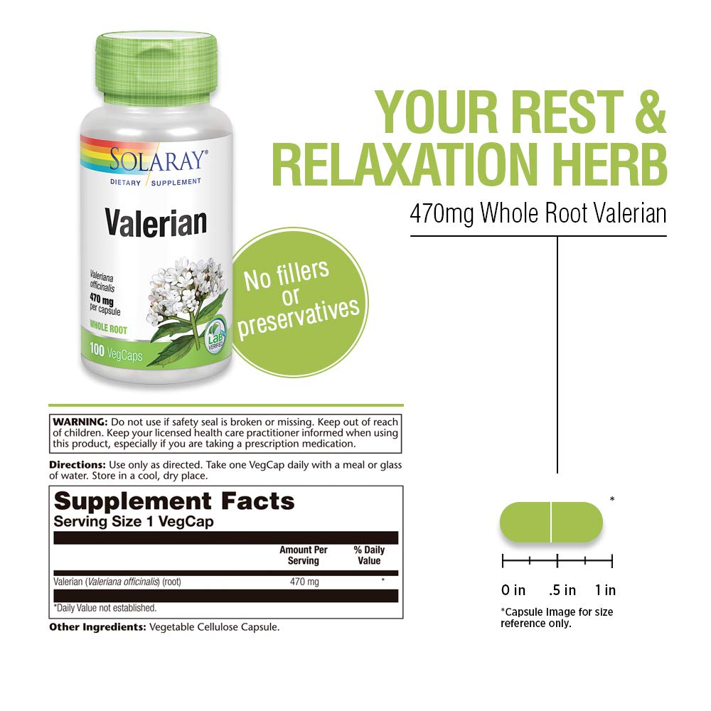 SOLARAY Valériane 470mg Soutien à la relaxation (100 gélules)