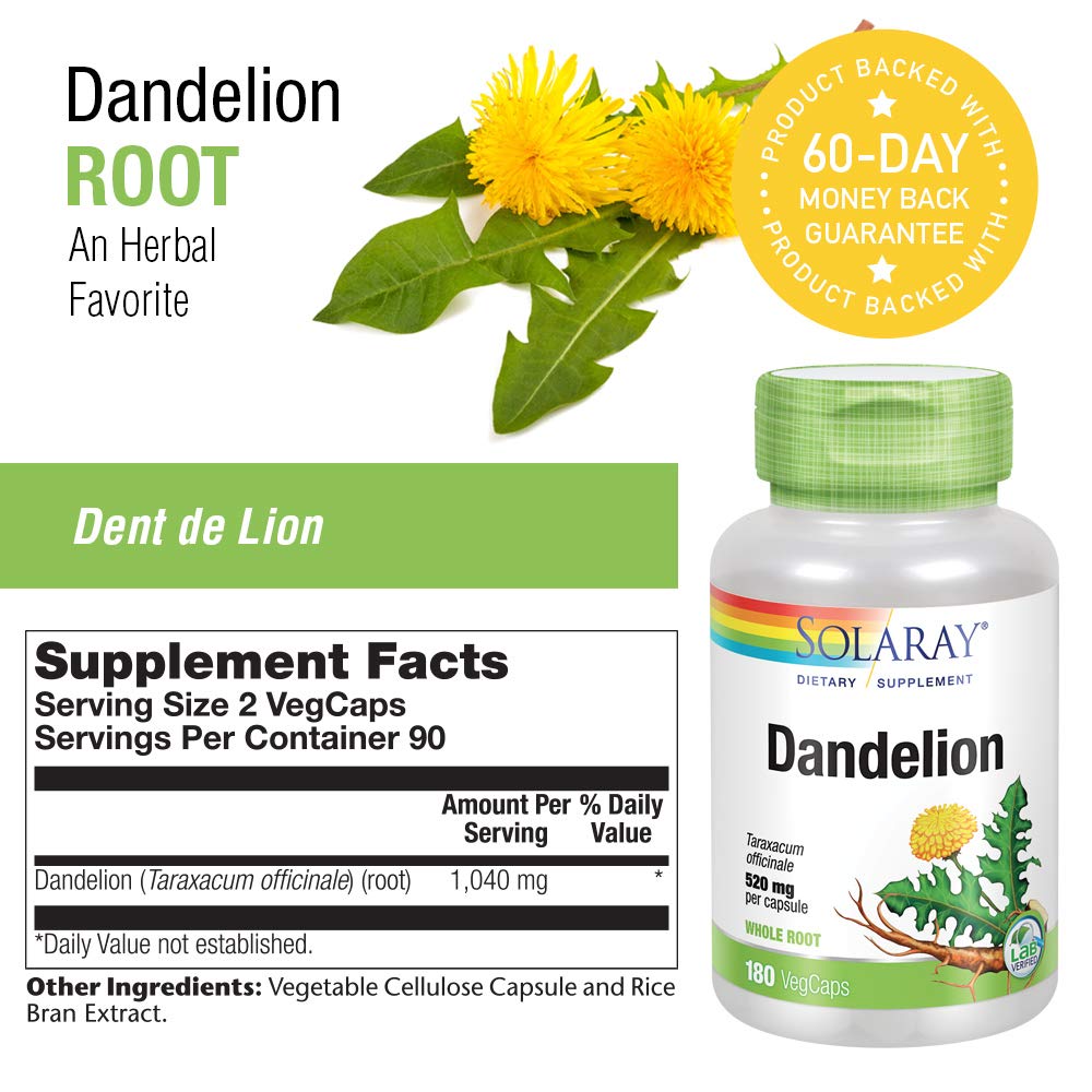 SOLARAY Dandelion Root 1040mg 180 VegCaps