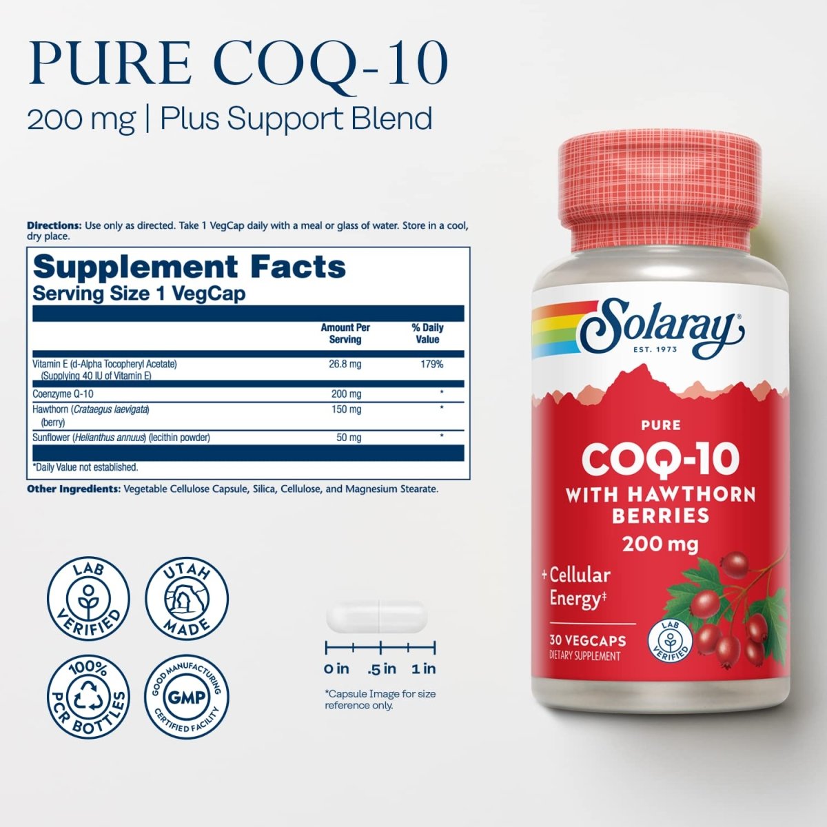 SOLARAY CoQ-10 pur 200 mg 30 Gélules Végétales