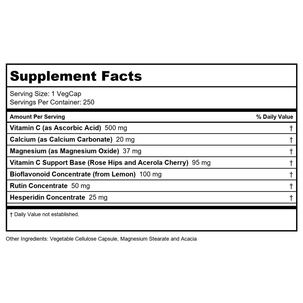 SOLARAY Vitamine C et complexe de bioflavonoïdes 500 mg tamponnée pour une digestion facile, soutien du système immunitaire, synthèse du collagène et antioxydant 250 gélules végétales