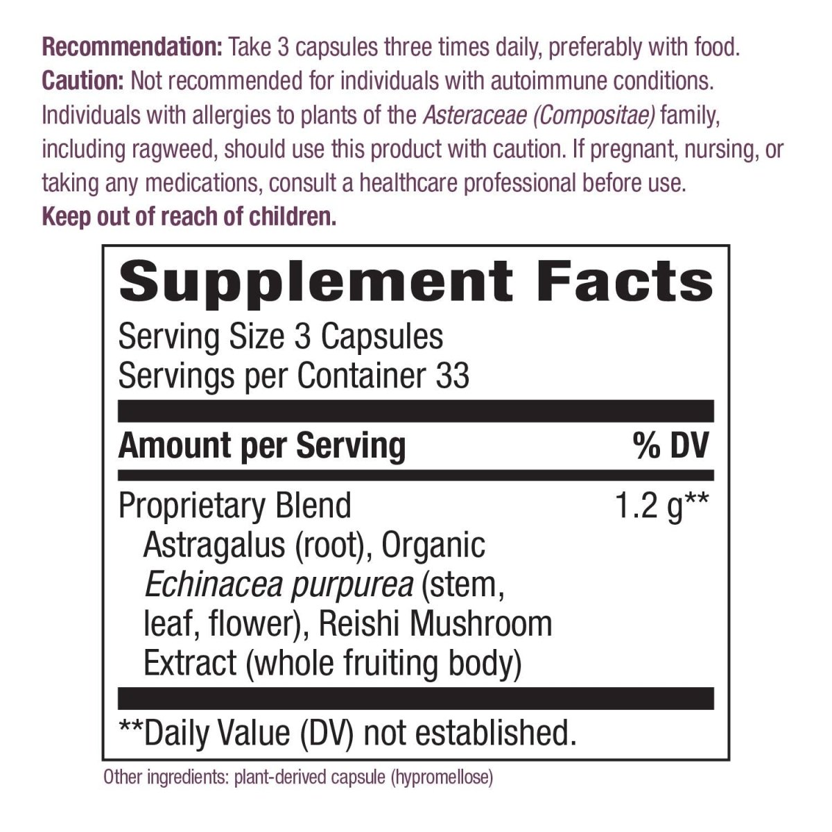 Nature's Way Échinacée Astragale & Reishi, Soutien Immunitaire, 100 Gélules