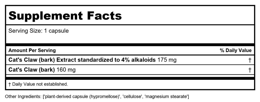 NATURE'S WAY CAT'S CLAW EXTRACT, 60 CAP, EA-1