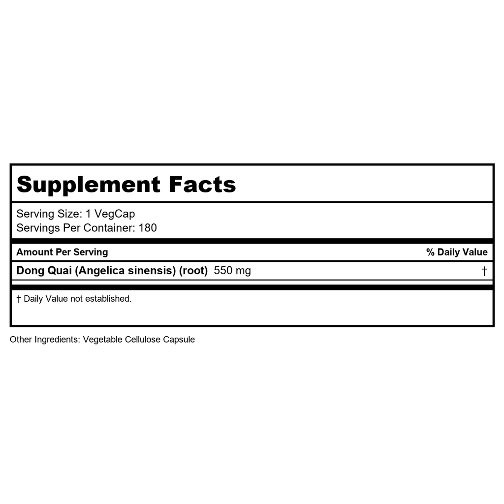 Solaray Dong Quai Root 550mg - 180 Vegan Capsules