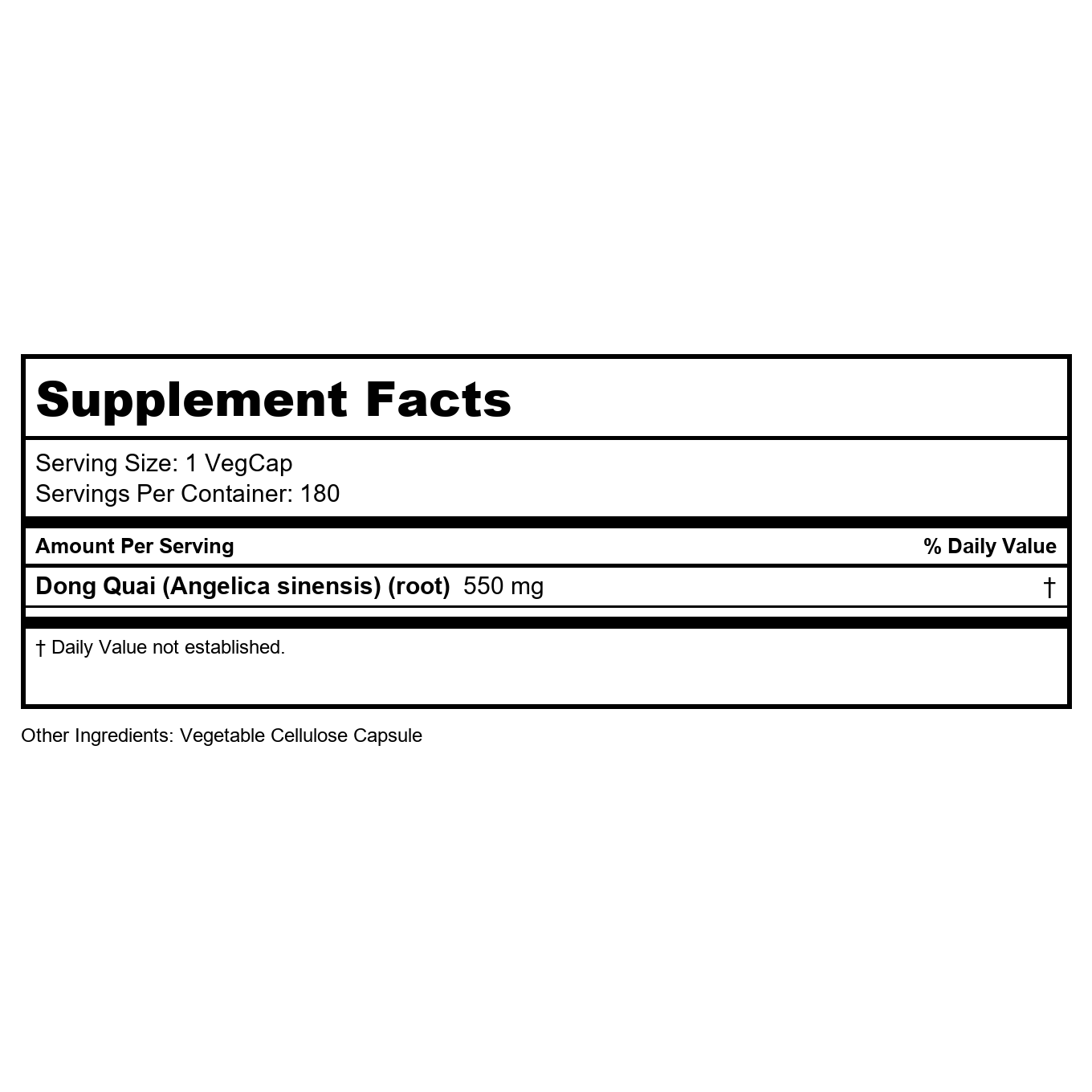 Solaray Dong Quai Root 550mg - 180 Vegan Capsules