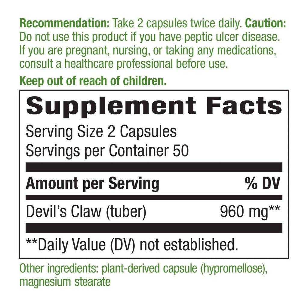 Griffe du Diable de Nature's Way Racine Secondaire 480 mg 100 gélules végétales
