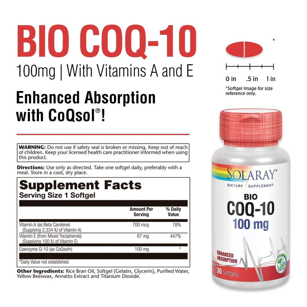 SOLARAY Bio CoQ-10 100 mg Healthy Heart & Cellular Energy Support (30 CT)