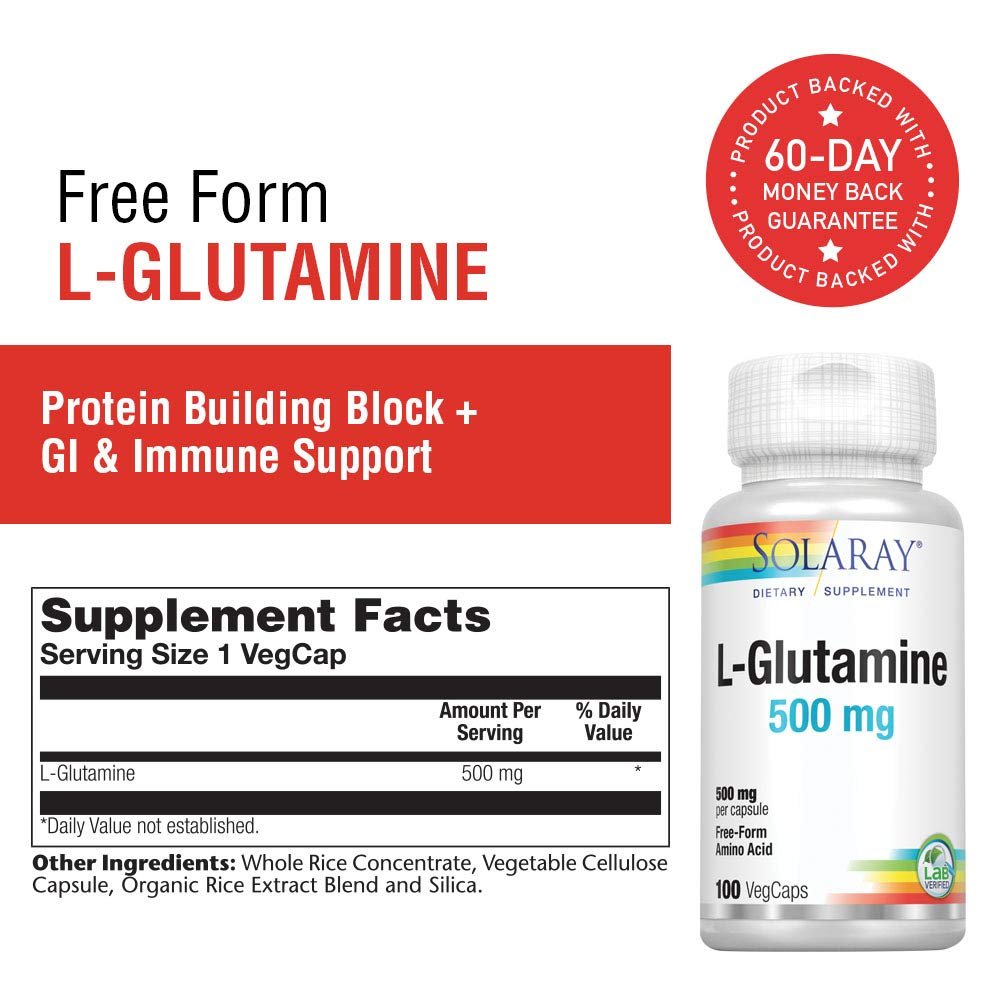 SOLARAY L-Glutamine 500mg - 100 Végécaps