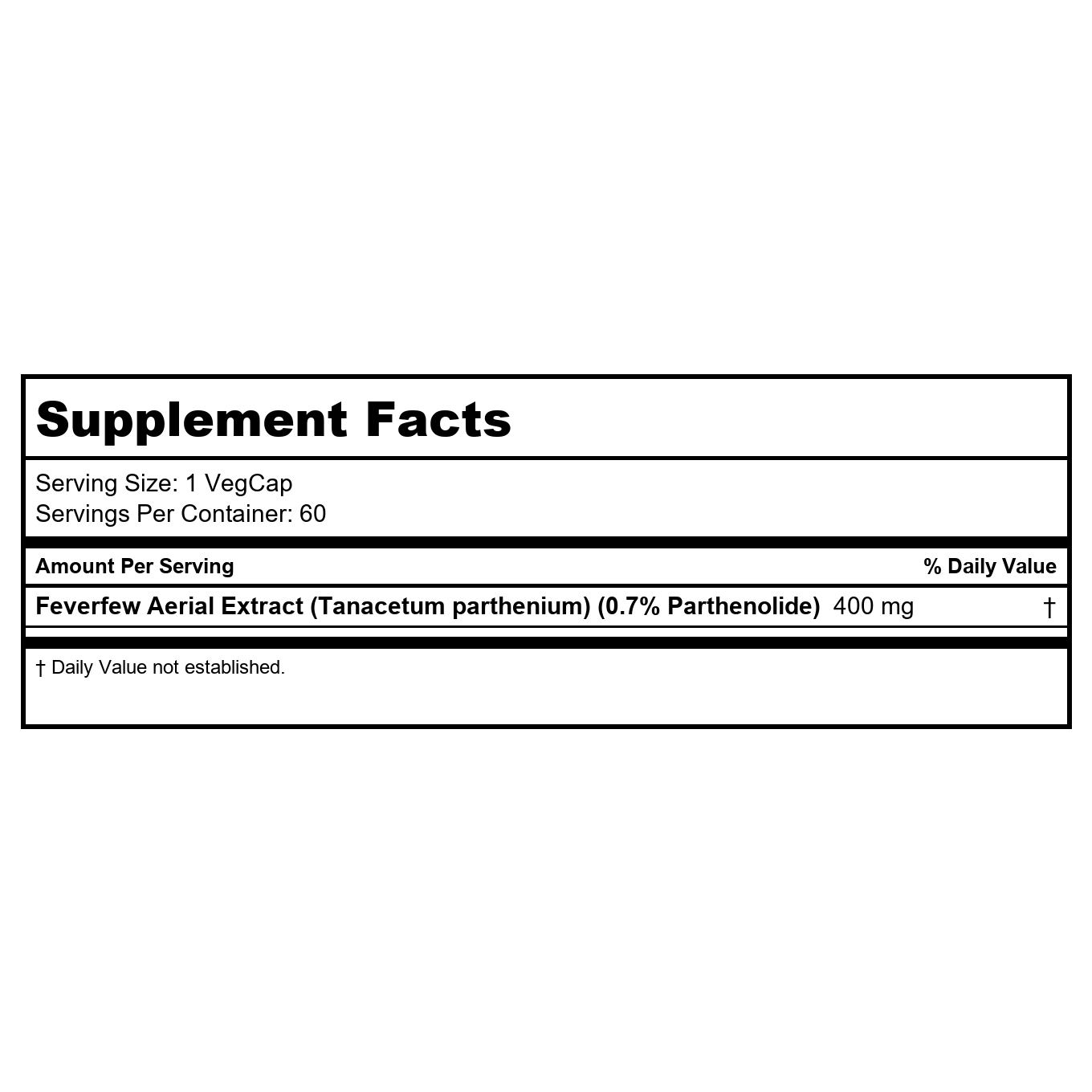 SOLARAY Feverfew Extract 400 mg 60 VegCaps