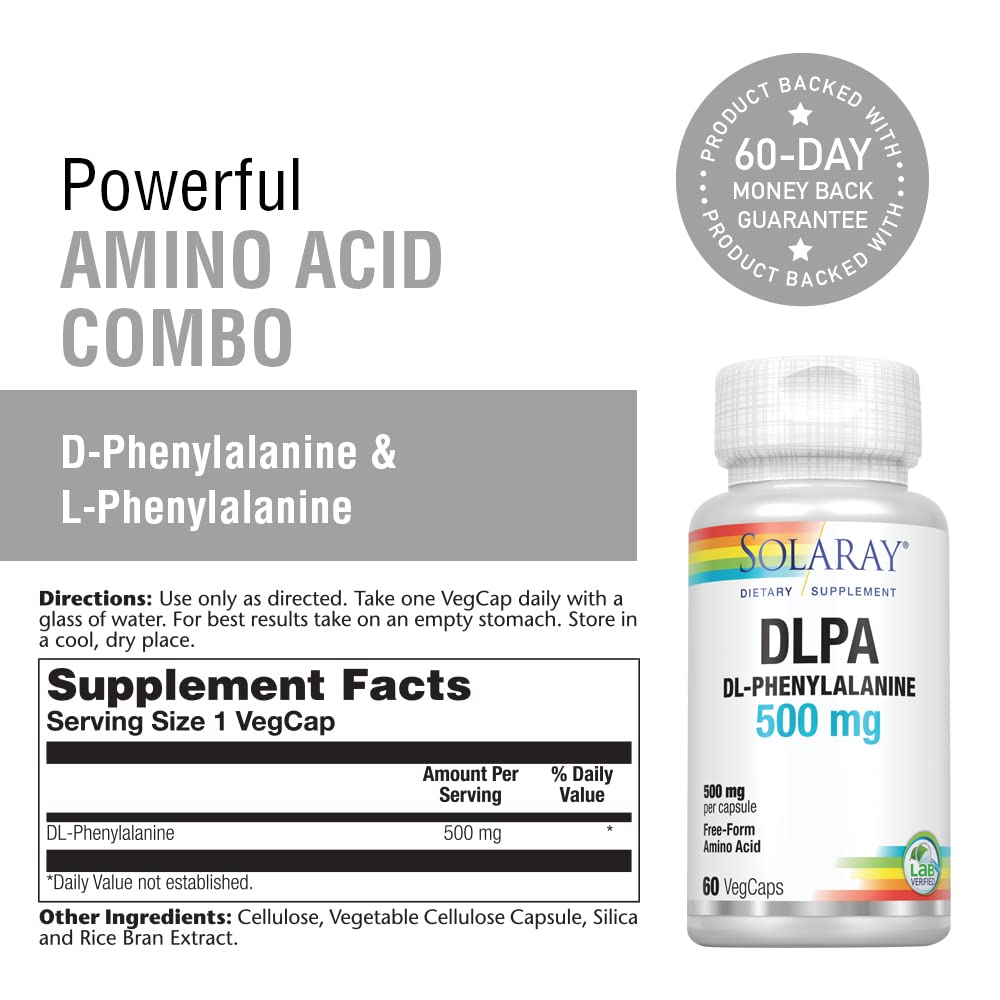 SOLARAY DL-Phénylalanine, 500mg 60 Végicapules