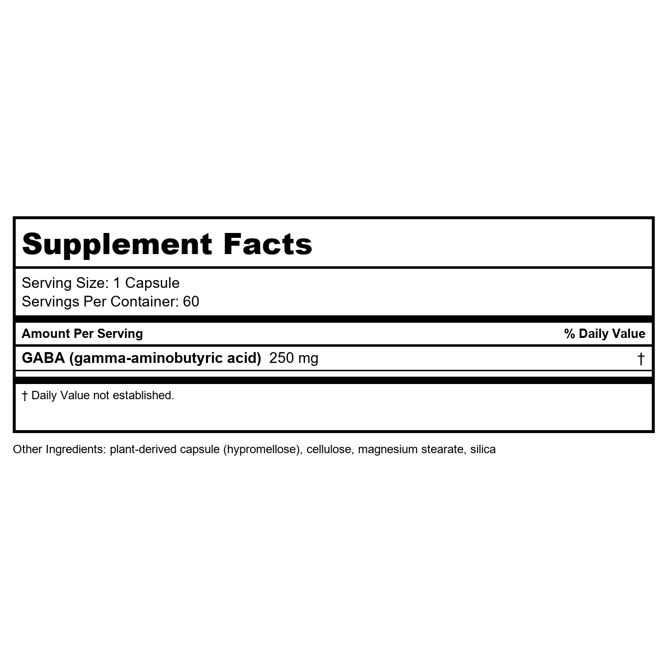 Nature's Way GABA, Acide gamma-aminobutyrique, puissance de 250 mg, 60 VCaps