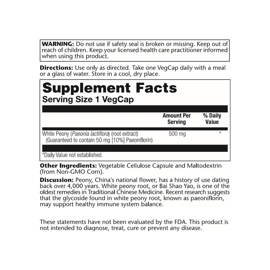 SOLARAY White Peony Root Extract 60 VegCaps