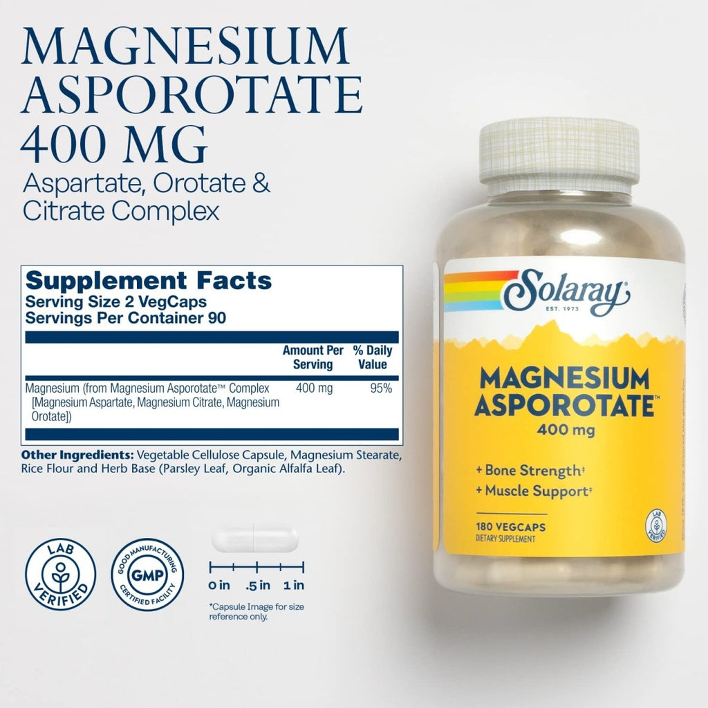 Solaray Magnesium Asporotate 400 mg 180 VegCaps