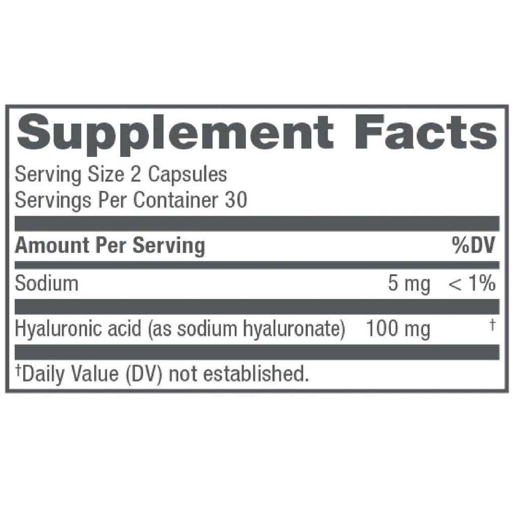 NeoCell Acide Hyaluronique Gélules, Lubrifiant Essentiel, Soutient l'Hydratation Tissulaire, Sans Gluten, 60 Comprimés, 1 Bouteille