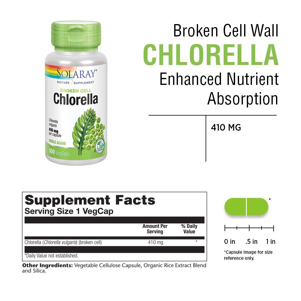 SOLARAY Broken Cell Chlorella 410 mg 100 VegCaps