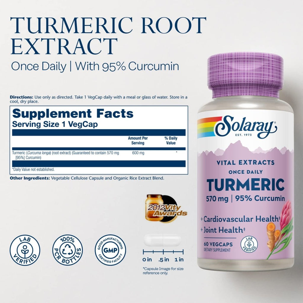 SOLARAY Extrait de Racine de Curcuma 600mg 60 Gélules Végétales
