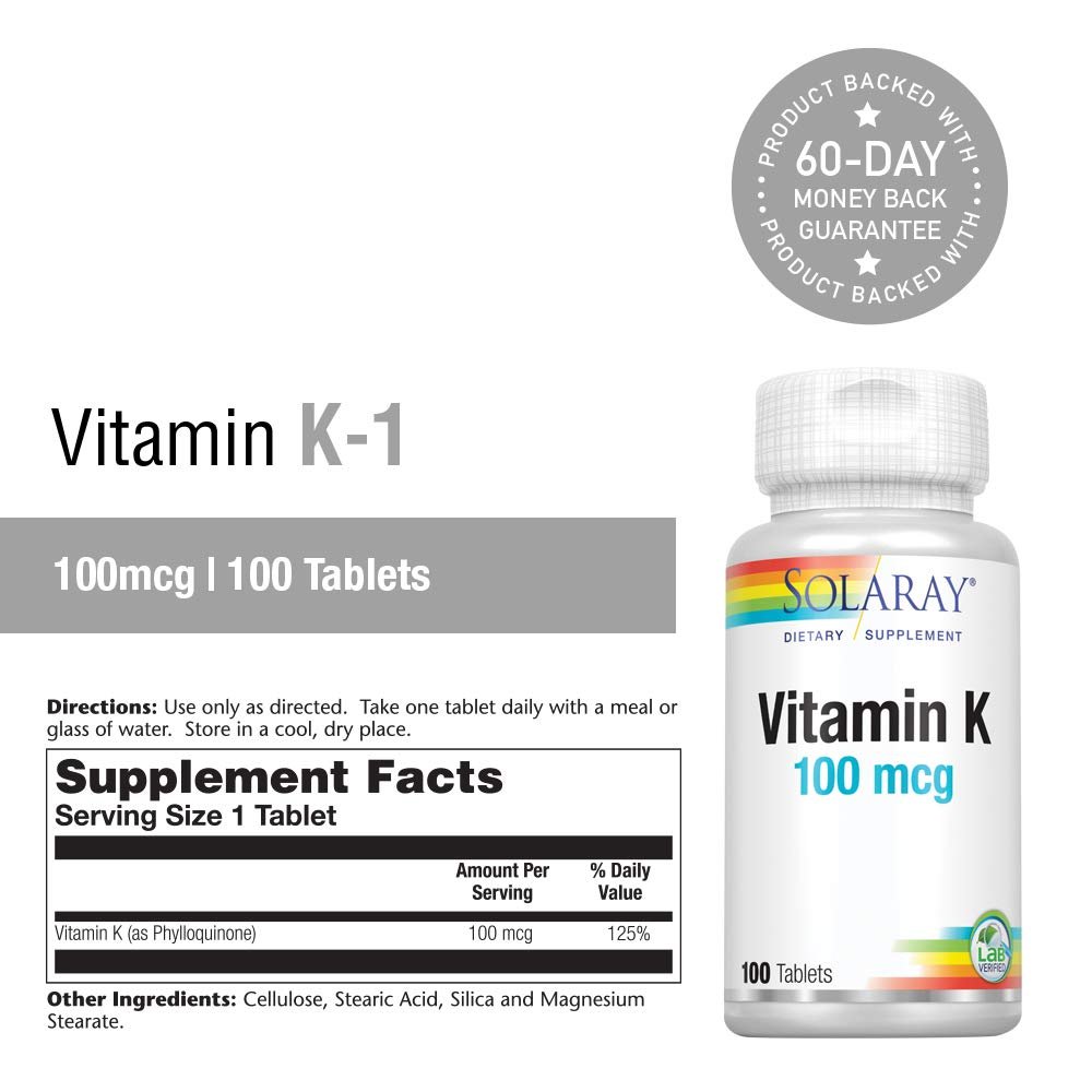 SOLARAY Vitamin K-1 100mcg 100 Tablets