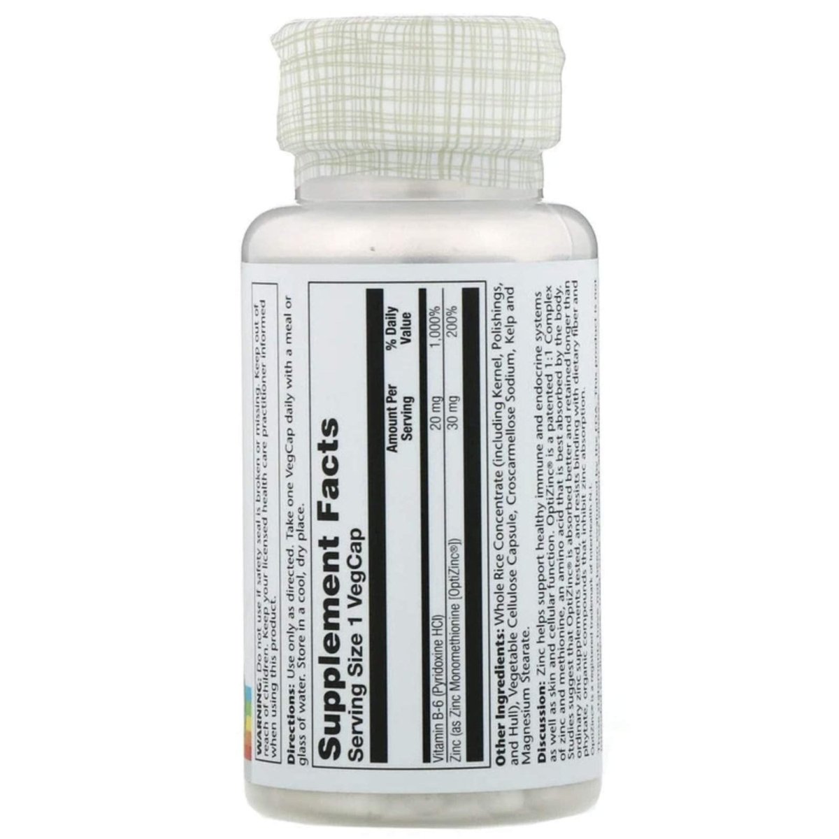Solaray OptiZinc 30 mg 60 gélules végétales