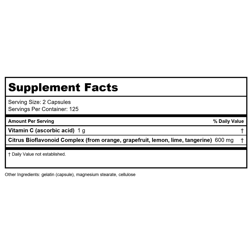 Nature's Way Vitamine C 500 mg avec Bioflavonoïdes; 1000 mg de Vitamine C par portion; 250 Gélules