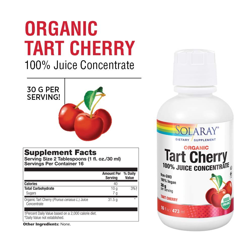 Solaray Organic Tart Cherry 100% Juice Concentrate 16 Servings 16 fl oz