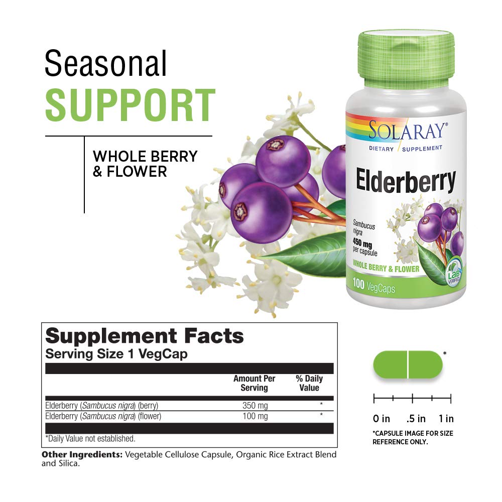 SOLARAY Sureau Baies et Fleurs 450mg 100 gél.
