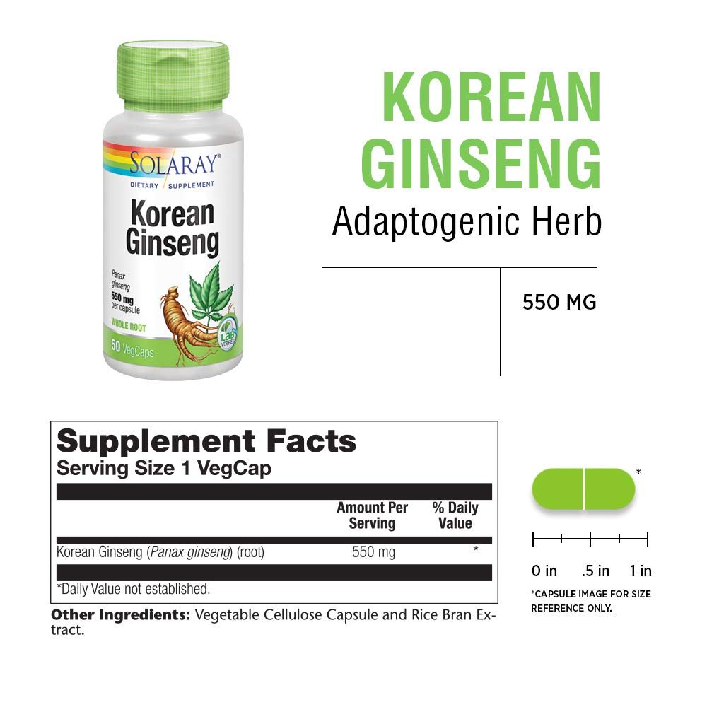 SOLARAY Korean Ginseng 550 mg 50 VegCaps