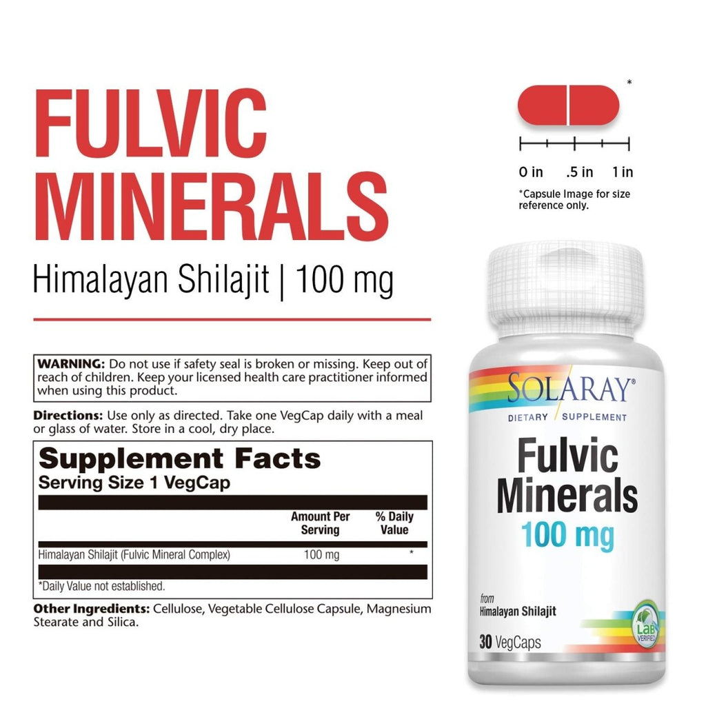 Solaray Fulvic Minerals 100 mg 30 VegCaps