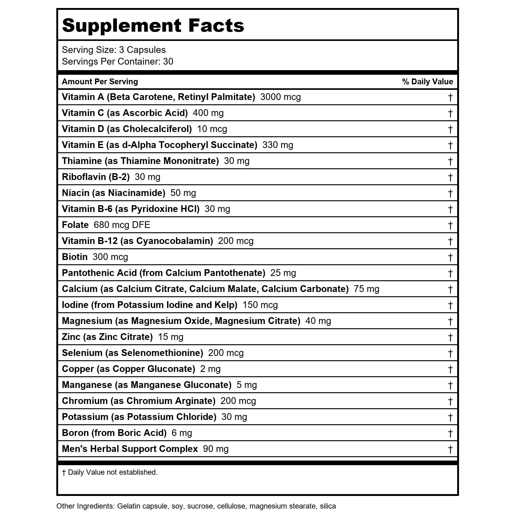 Solaray Men's Golden Multi-Vitamin Capsules 90 Count