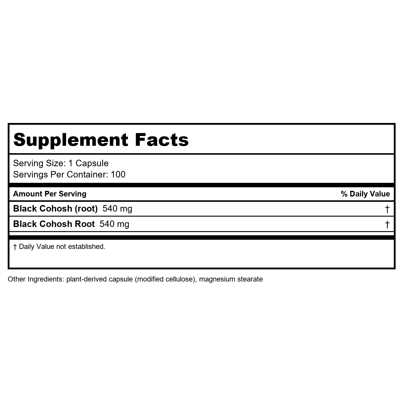 Nature's Way - Black Cohosh Root, 540 mg, 100 caps