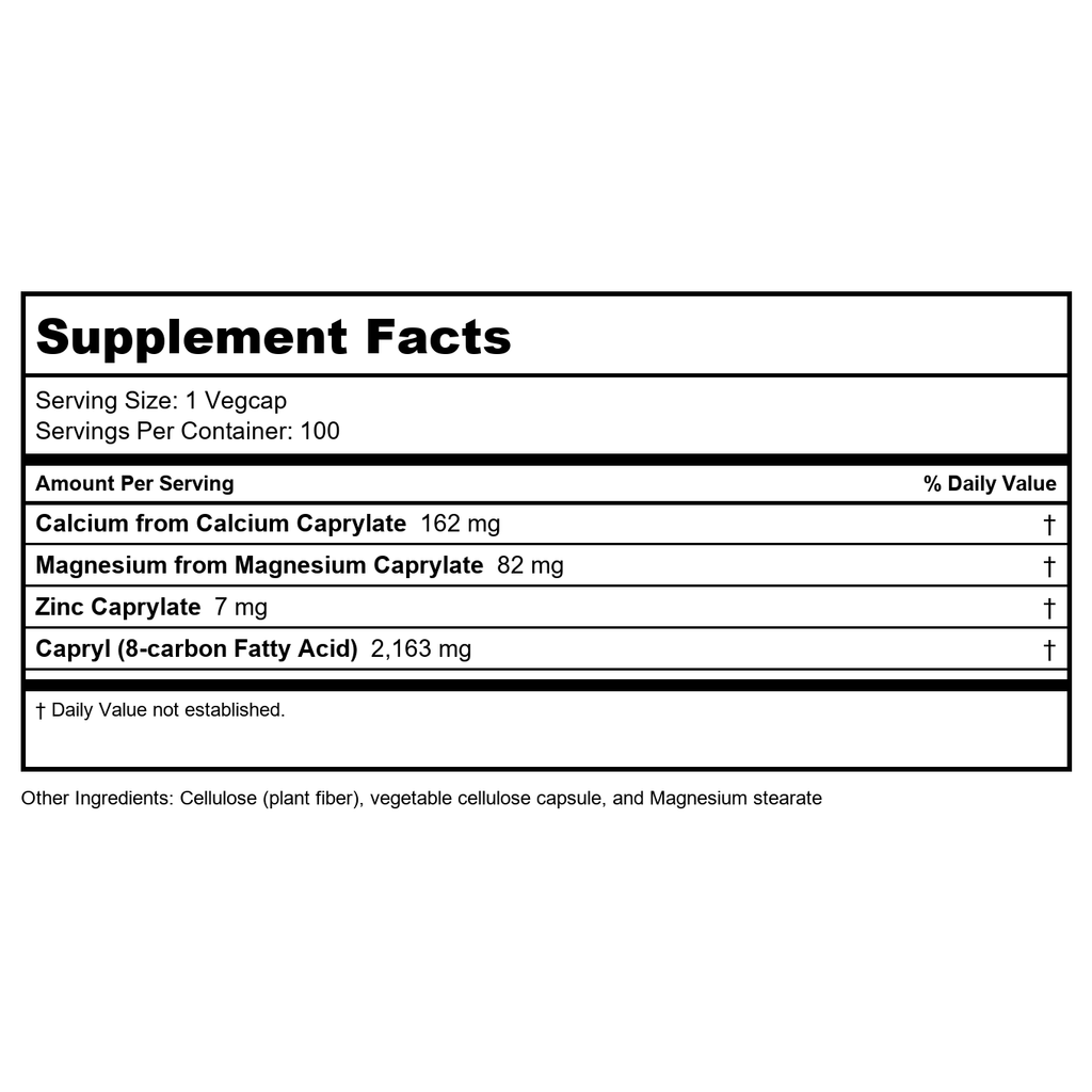 Solaray - Capryl Sodium-Free Resin-Free - 100 Vegetarian Capsules