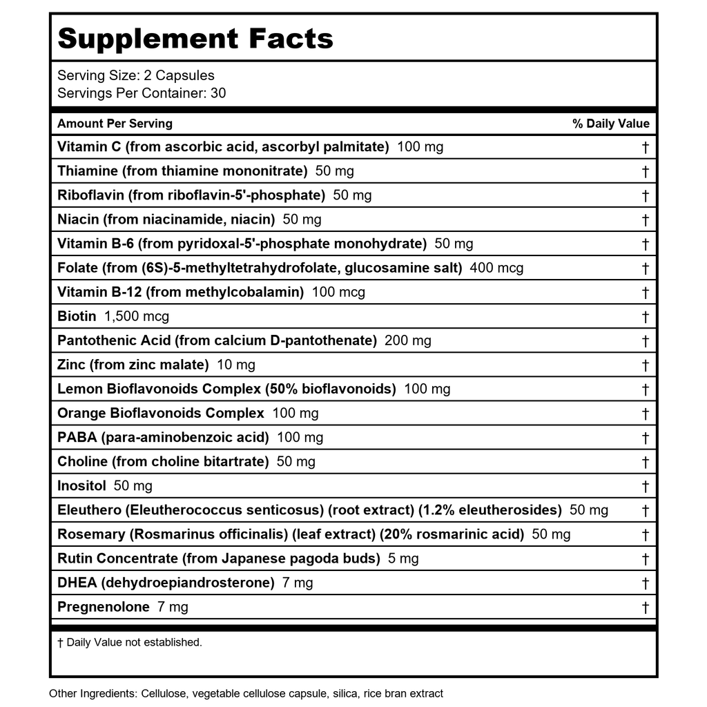 Nutra BioGenesis - Soutien des surrénales Plus - Prégnénolone, DHEA, herbes et micronutriments pour aider à soutenir la fonction surrénale - 60 gélules