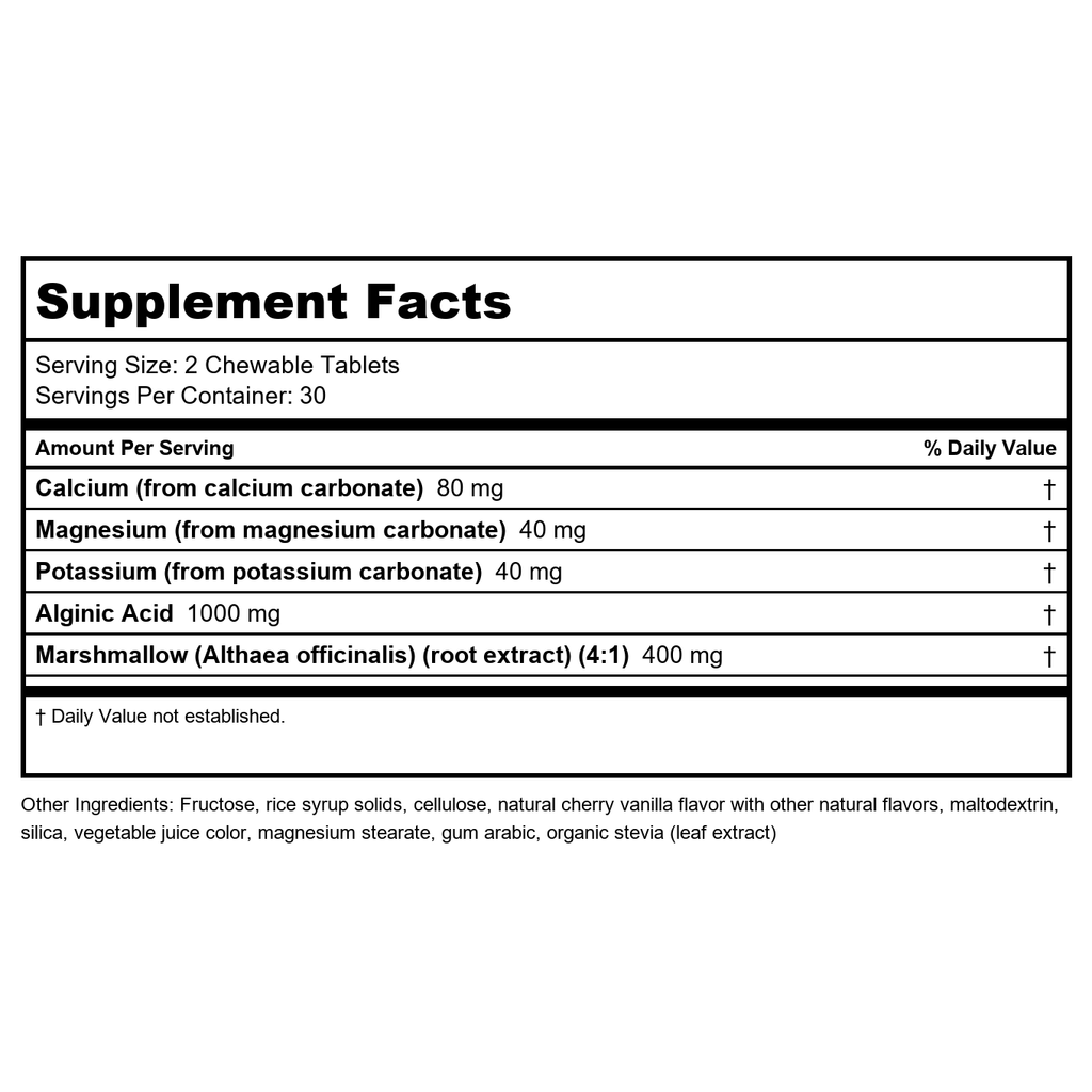Nutra BioGenesis - Comprimés à croquer EsophaSoothe - Saveur Cerise Vanille, Sans gluten - 60 Comprimés à croquer