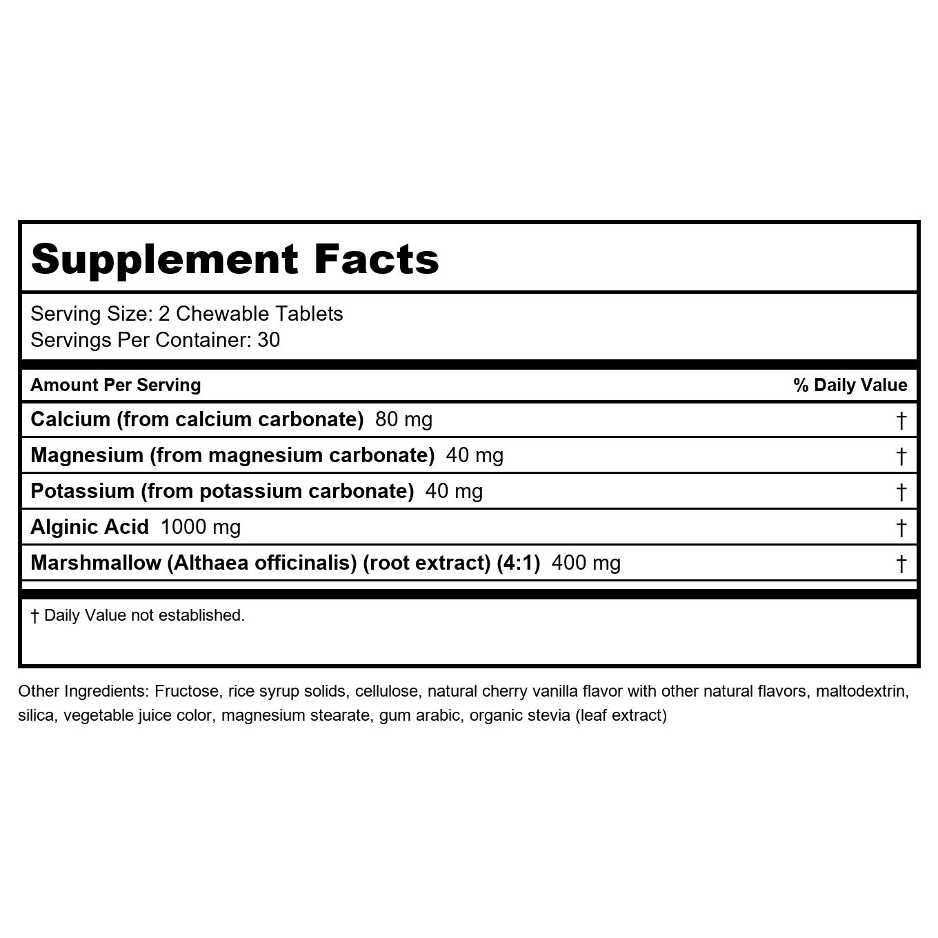 Nutra BioGenesis - Comprimés à croquer EsophaSoothe - Saveur Cerise Vanille, Sans gluten - 60 Comprimés à croquer