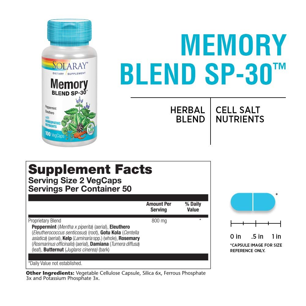 Solaray Memory Blend SP-30 50 Portions 100 Végi-gélules