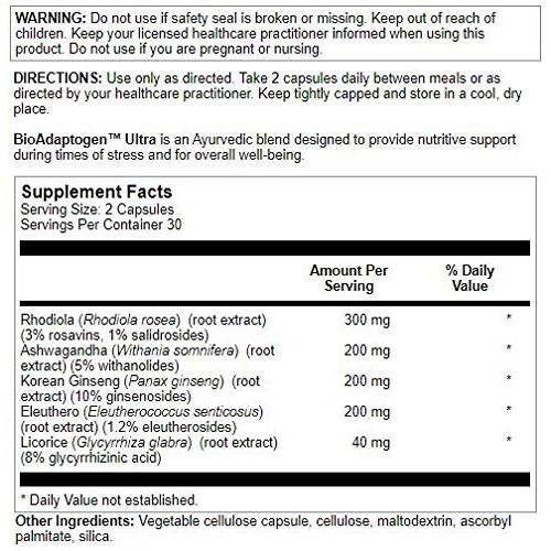 Nutra BioGenesis - BioAdaptogen Ultra - Ashwagandha, Rhodiola et Ginseng Coréen pour Aider à Soutenir la Réponse au Stress et la Santé des Neurotransmetteurs - 60 Capsules