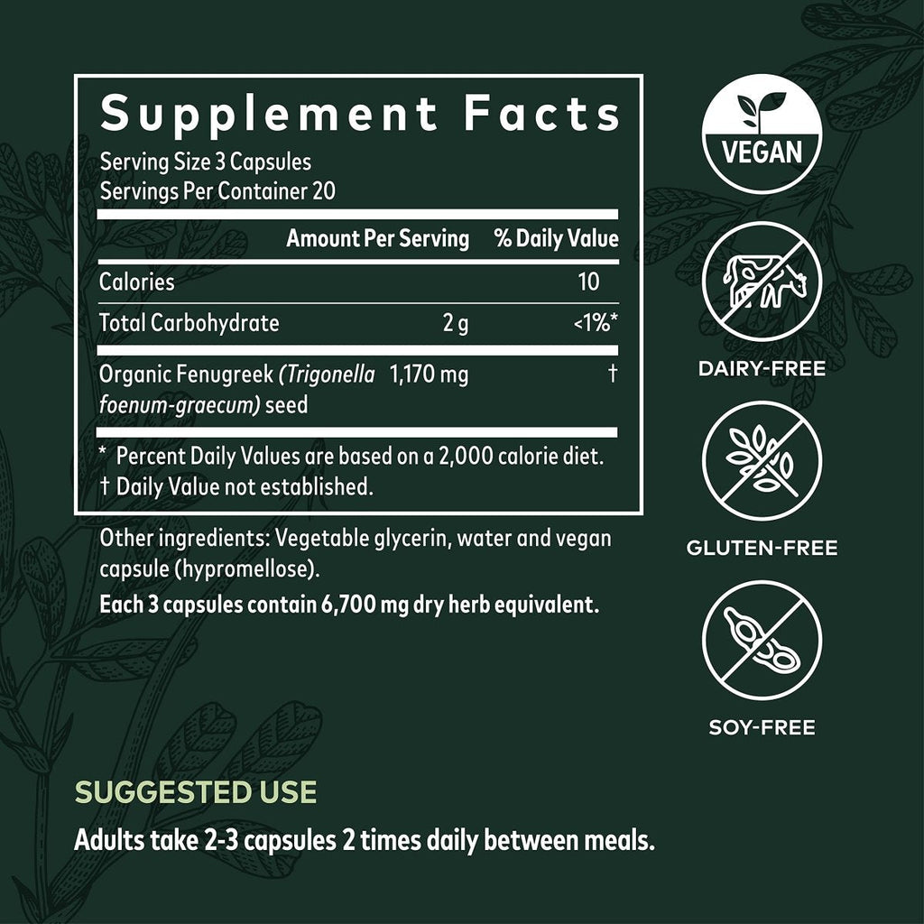 Gaia Herbs Graines de Fenugrec - Fabriqué avec des graines de fenugrec biologiques - 60 Phyto-Gélules liquides végétaliennes (Jusqu'à 15 jours d'approvisionnement)