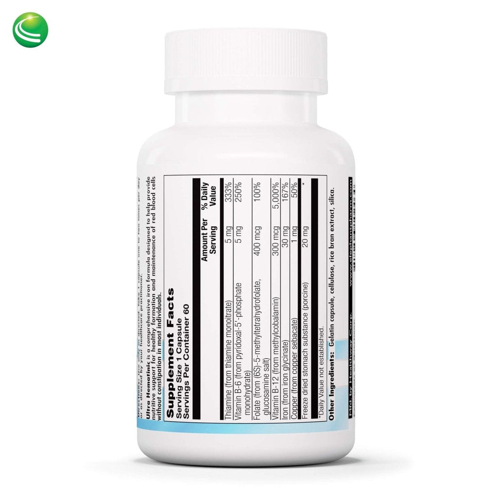Nutra BioGenesis - Ultra Hematinic -, Soutien des globules rouges et énergie - 60 capsules