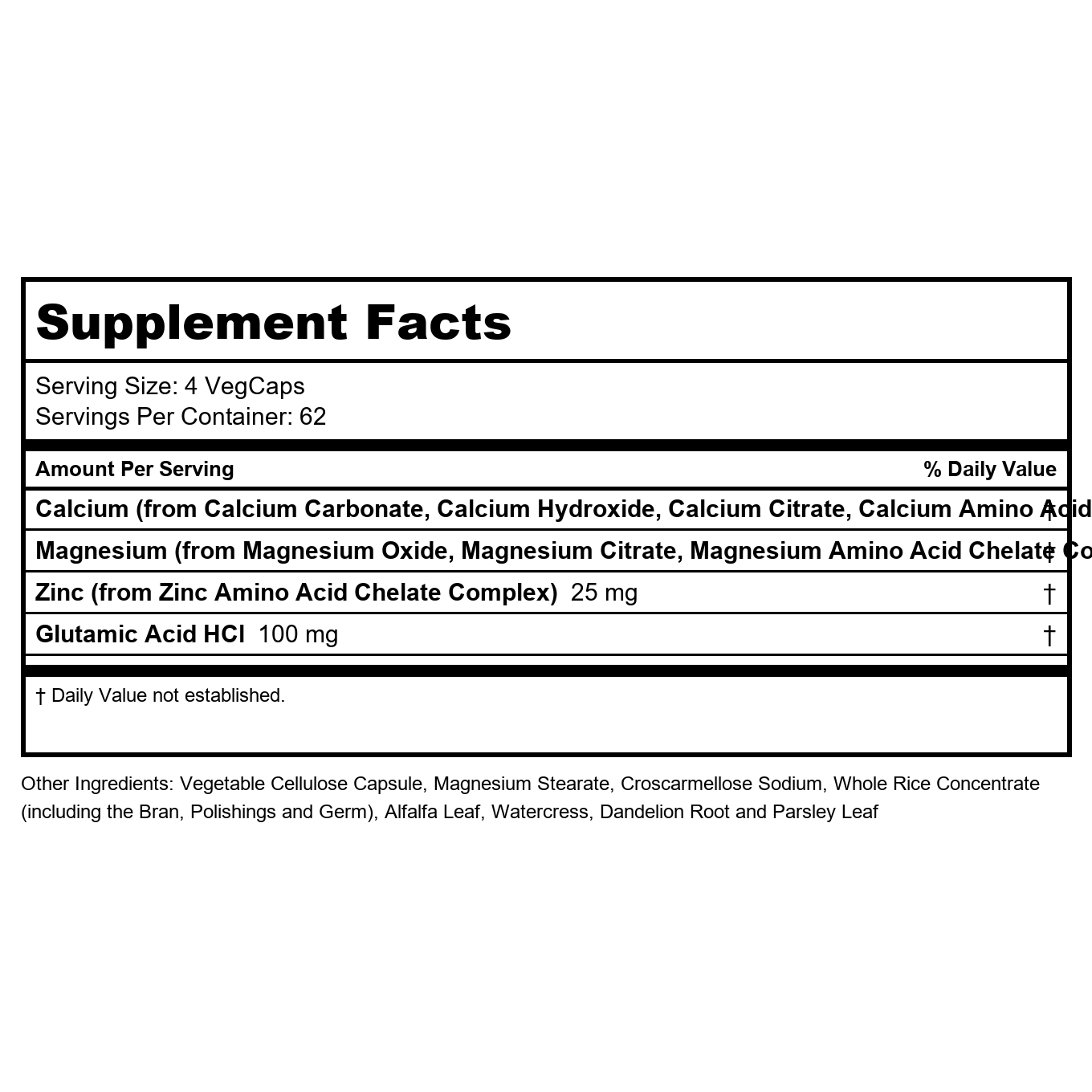 Solaray - Calcium Magnésium Zinc - 250 Gélules Végétariennes
