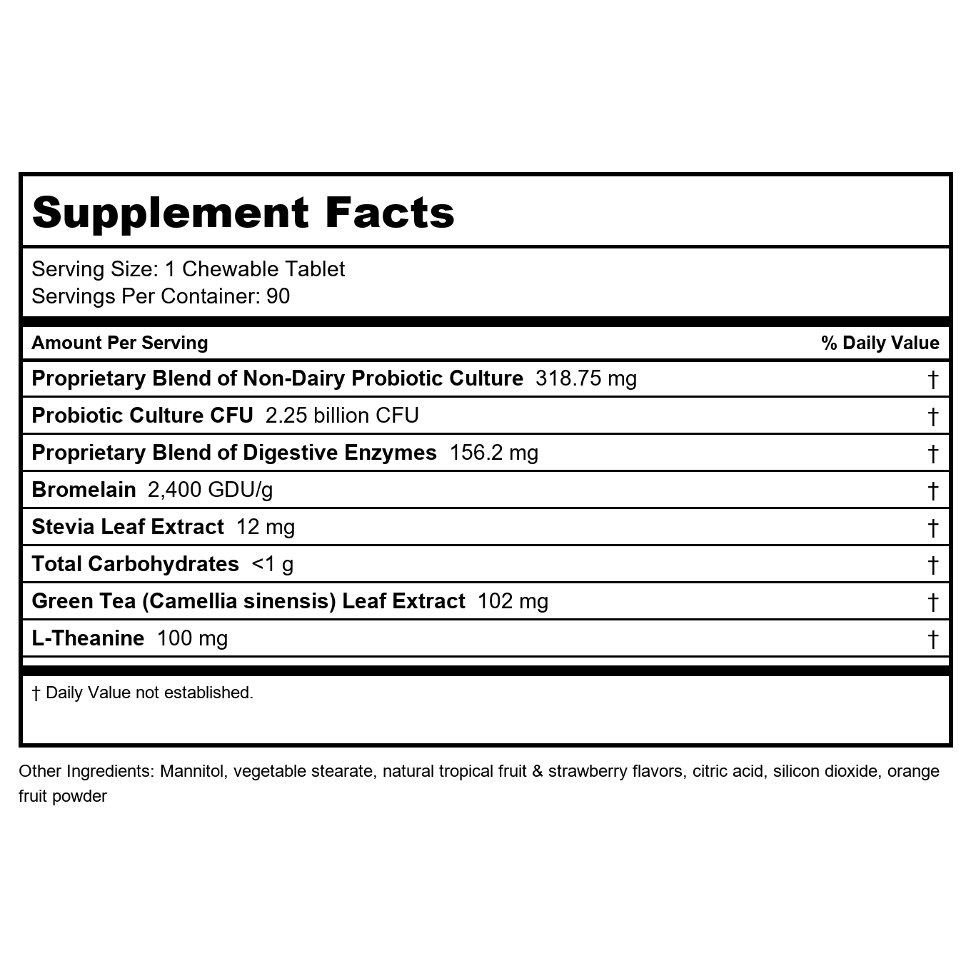 DAVINCI Labs Kidbiotic à croquer - Probiotiques pour enfants pour soutenir la digestion, la santé intestinale, la santé cérébrale et l'immunité - Saveur de fruits tropicaux - 90 comprimés à croquer