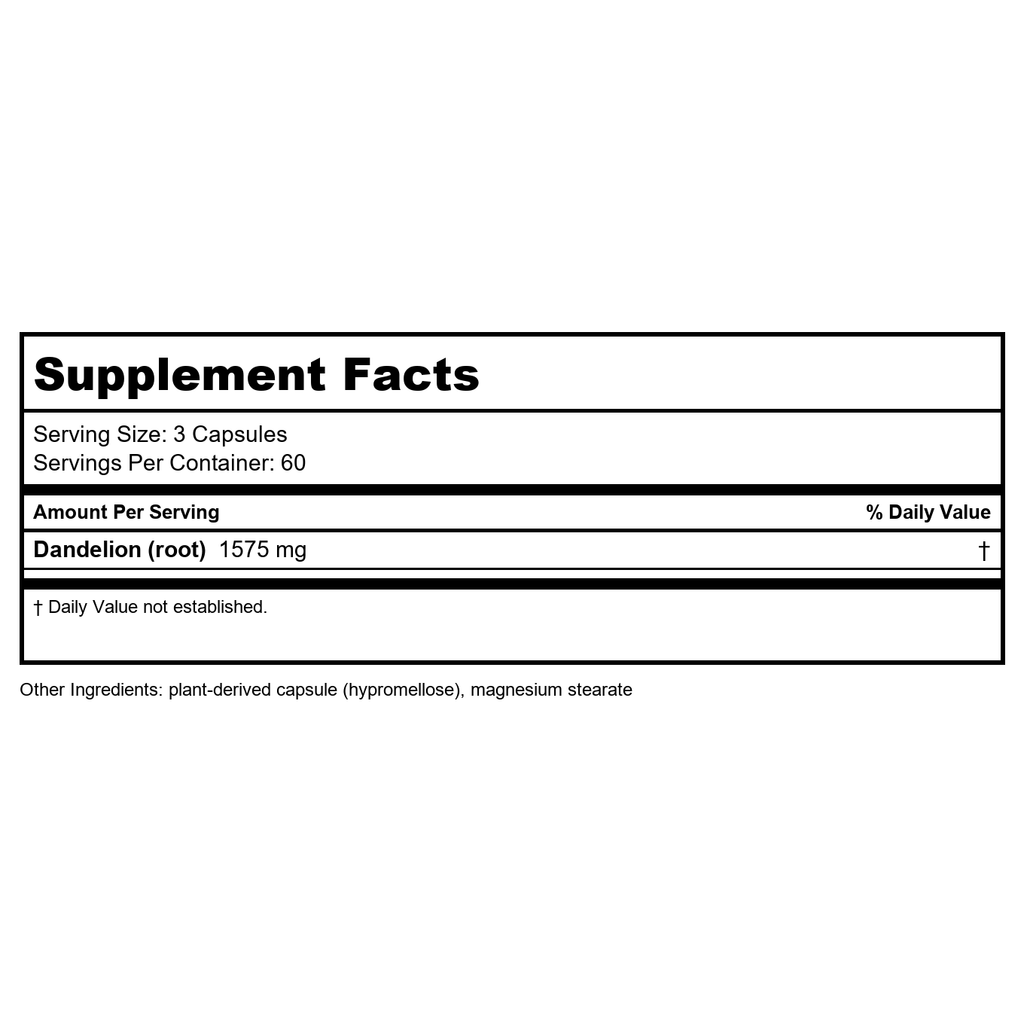 Nature's Way Dandelion Root Diuretic Herb 525 mg per Capsule Non-GMO Project Verified Gluten Free Vegan 180 Count