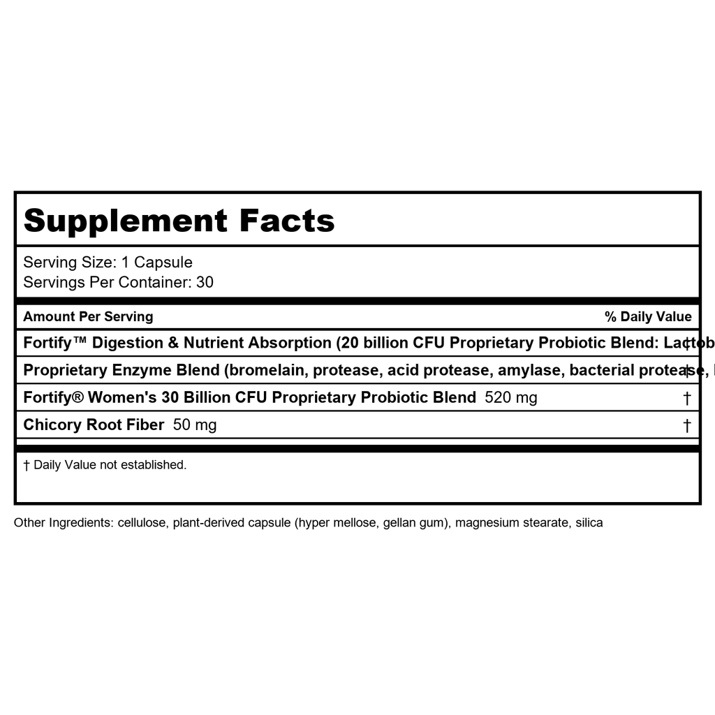 Nature's Way Fortify Daily Probiotiques et Enzymes, Santé Digestive Complète Ciblée pour Hommes et Femmes, 30 Gélules Végétaliennes