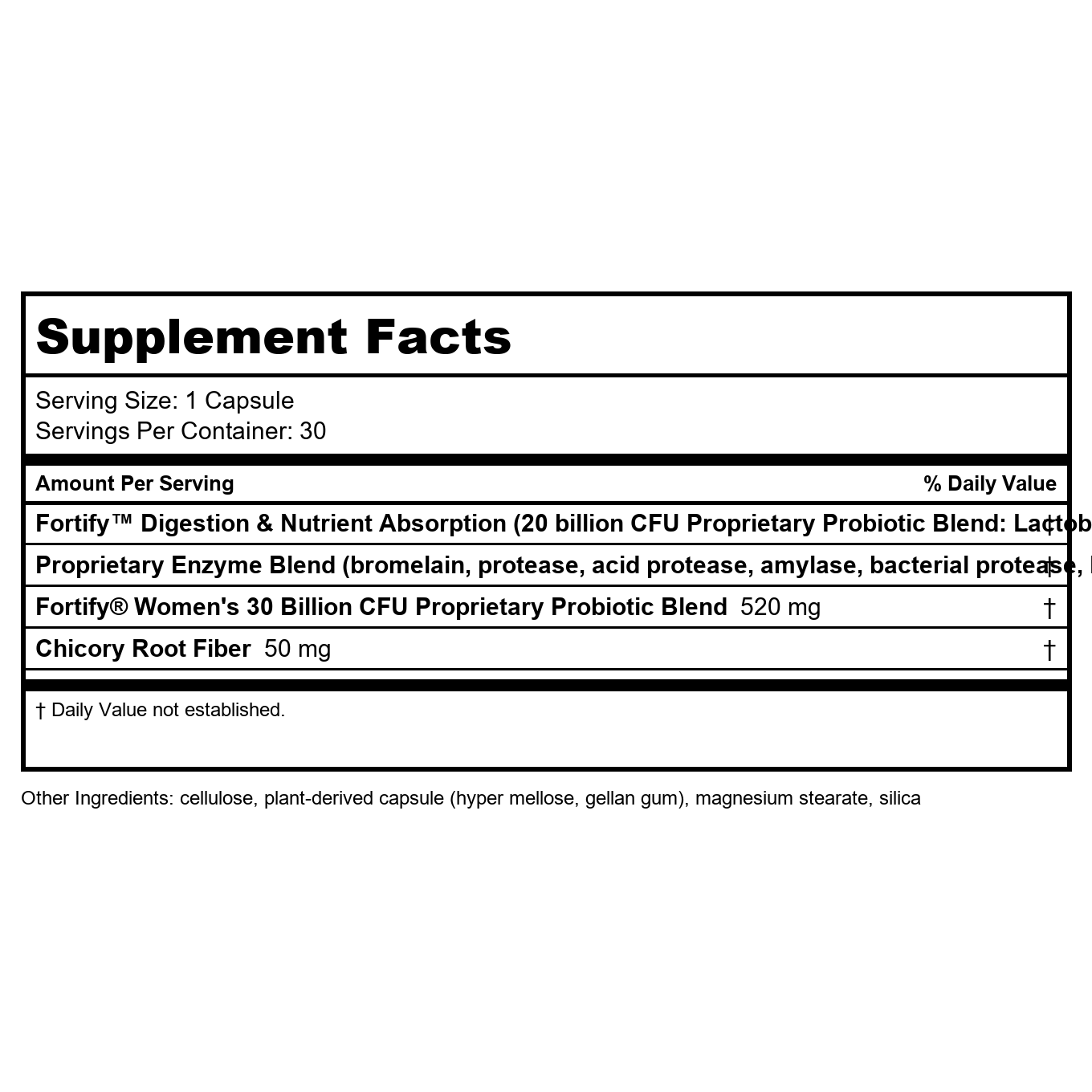 Nature's Way Fortify Daily Probiotiques et Enzymes, Santé Digestive Complète Ciblée pour Hommes et Femmes, 30 Gélules Végétaliennes