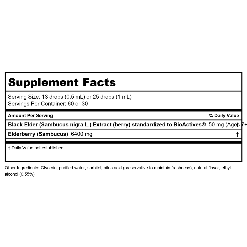 Sambucus de Nature's Way Gouttes de sureau avec sureau ultra fort, soutien immunitaire, fabriqué à partir de 6400 mg de baies de sureau par 1 ml, 30 ml