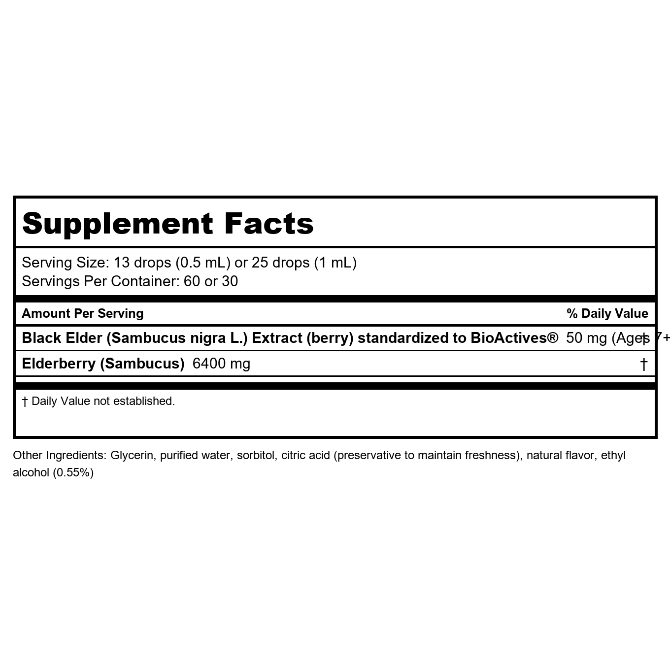 Sambucus de Nature's Way Gouttes de sureau avec sureau ultra fort, soutien immunitaire, fabriqué à partir de 6400 mg de baies de sureau par 1 ml, 30 ml