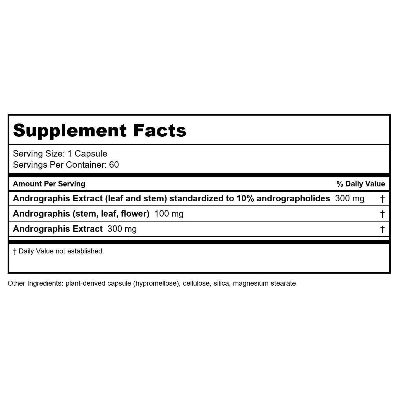 Nature's Way Premium Extract Andrographis, Immune Support, 300 mg Andrographis Extract per serving, 60 Capsules