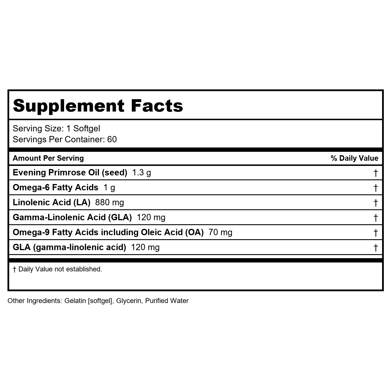 Huile d'onagre Nature's Way, force maximale, pressée à froid, non raffinée, 1300 mg avec 120 mg d'AGL par portion, 60 capsules molles